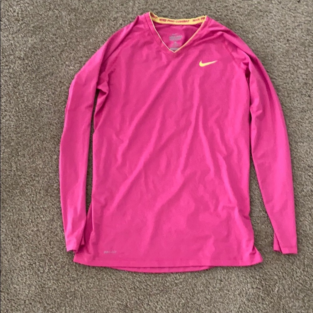 Nike Pro Combat Dri Fit V neck long sleeve